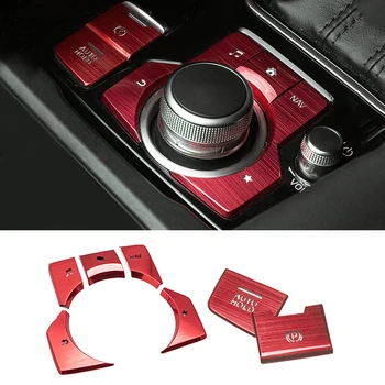 7PCS Pro Mazda CX3 CX-4 CX-5 2019 Červená vnitřní Dekorace Set Gear Tlačítka Středové Konzole Kryt Rámu