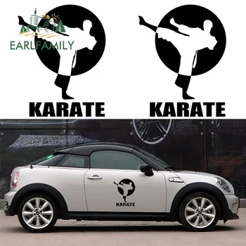 EARLFAMILY 58cm X 58cm 2x Karate Sportovní Vtipné Grafické (jeden pro Každou Stranu) Auto Samolepka pro nákladní Okno, Automatické Dveře Vinyl Obtisk