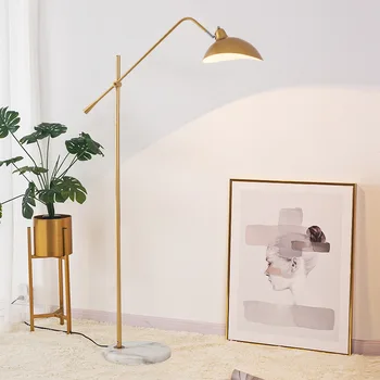 Nordic Jednoduché Zlaté Stojací Lampy Mramorová Základna Stojící Lampa Nastavitelná Délka Podlahy Světlo, Foyer, Obývací Pokoj Vnitřní Osvětlení