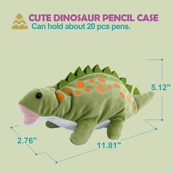Penál pro Chlapce, Měkké 3D Plyšové Pero Pouzdro Taška Papírnictví Pouzdro pro Školní pomůcky Organizátor Pero Případě, Zeleného Dinosaura