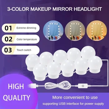 USB Žárovky Zrcadlo Světlo s Vypínačem Stmívatelné pro Oblékání Stolní Lampa pro Pokoj Dekorace Make-up toaletním stolkem se Zrcadlem